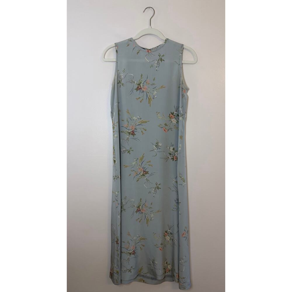 Vtg Y2K Lauren Ralph Lauren Silk Floral Midi Dress 8P Quiet Luxury Garden Party